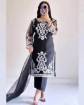 Picture of Black Elegant Long Shirt Style Embroidered 3-Piece